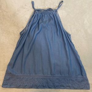 Crown & Ivy chambray halter top size Large